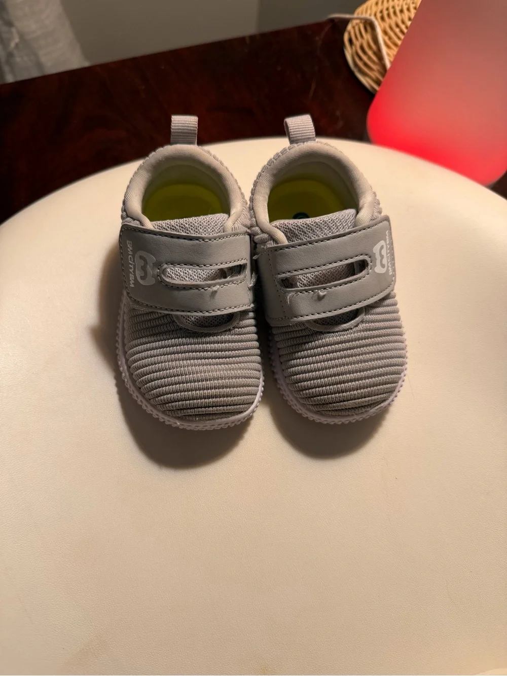 Kids Gray Slip-On Athletic Shoes with Hook-and-Loop Strap